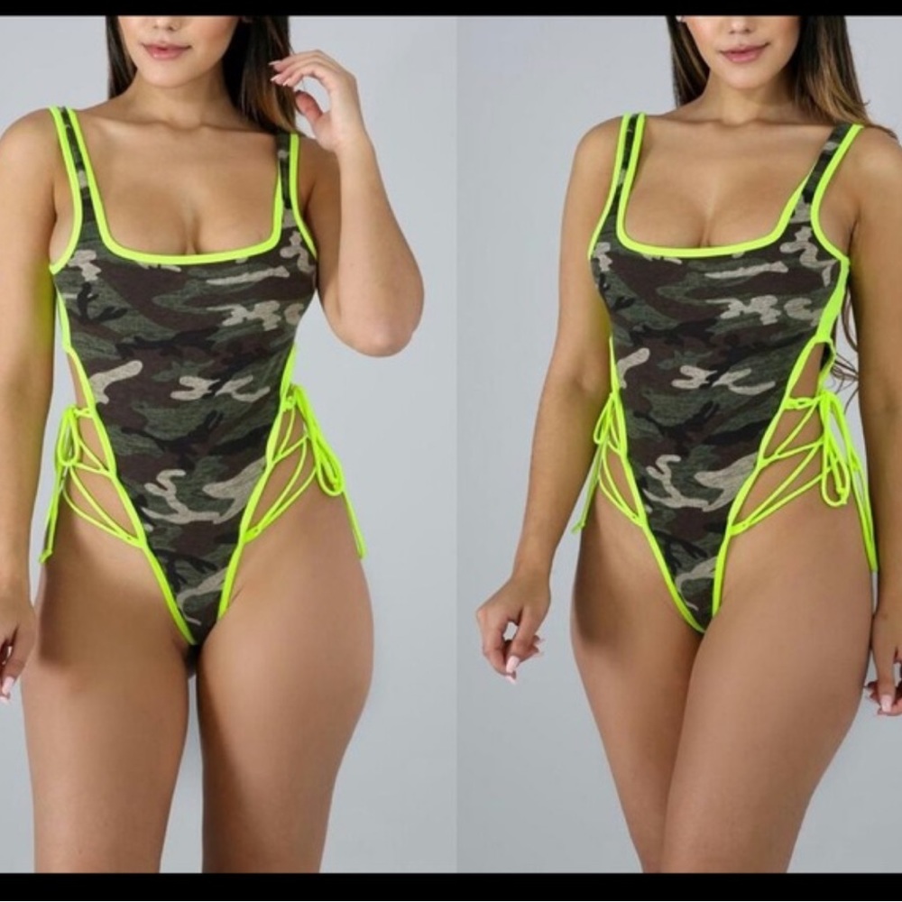 Camo Lace up Bodysuit